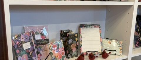 Floral notebooks, planners and notepads on the shelves Floral notebooks, planners and notepads on the shelves at Paper Trails