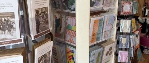 Greeting cards on a spinner display Greeting cards on a spinner display at Paper Trails