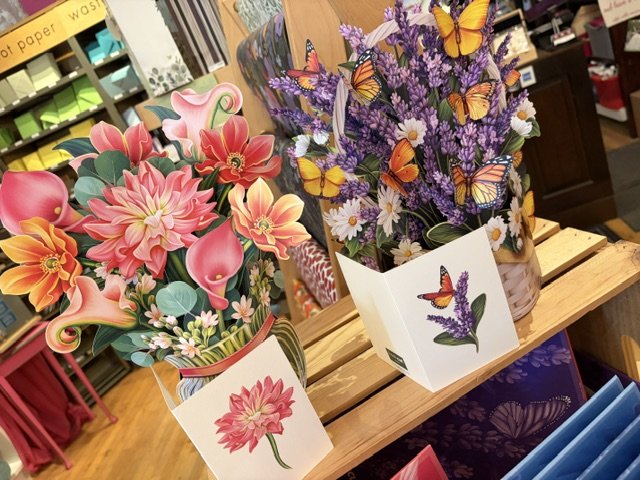 Pop-up flower bouquet greeting cards at Paper Trails